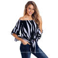 European and American women's summer tops with a tube top and a collar shirt with five trumpet sleeves striped shirt